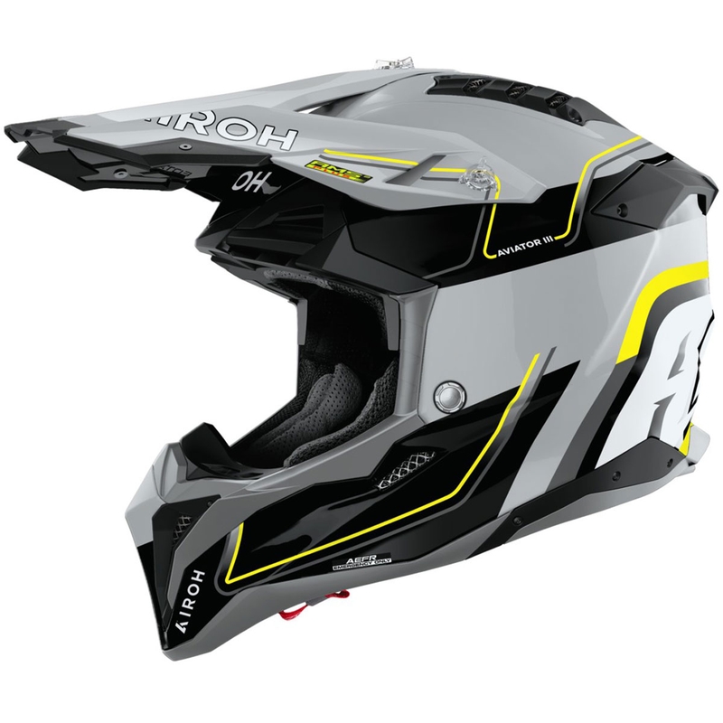 Motokrossi kiiver Airoh Aviator 3 Leader läikiv kollane