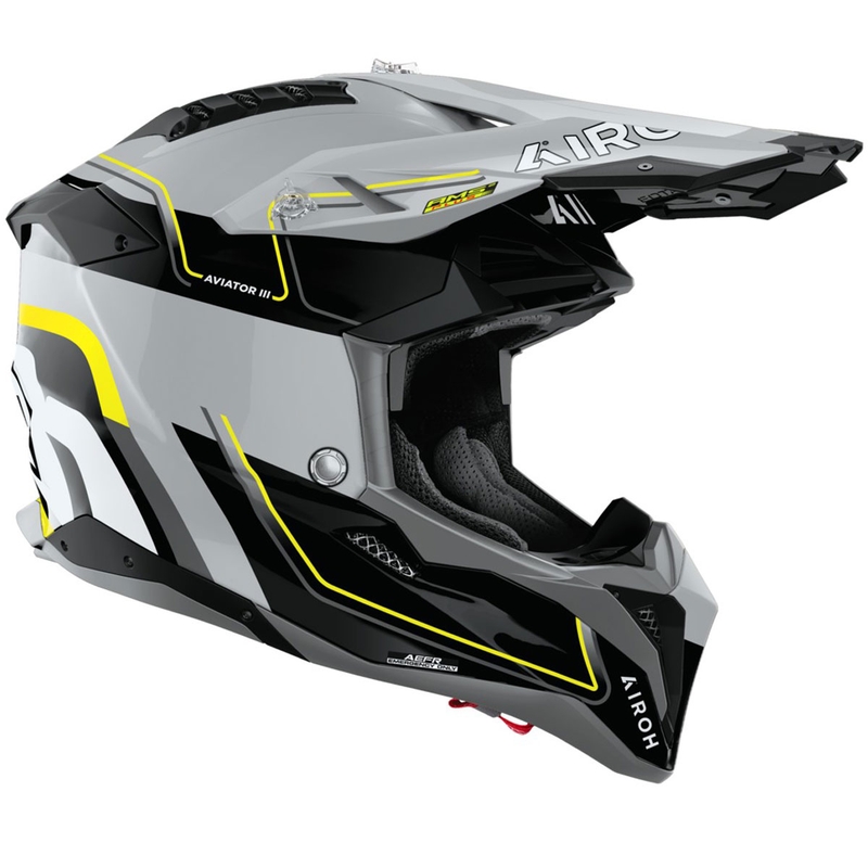 Motokrossi kiiver Airoh Aviator 3 Leader läikiv kollane