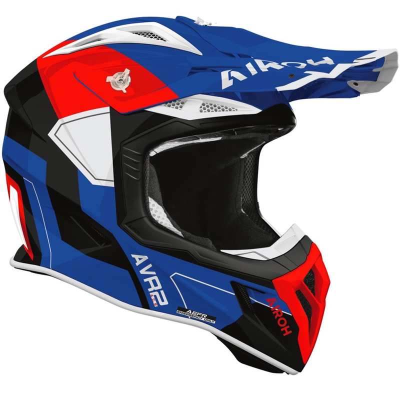 Motokrossikiiver Airoh Aviator ACE 2 Shield läikiv sinine-punane