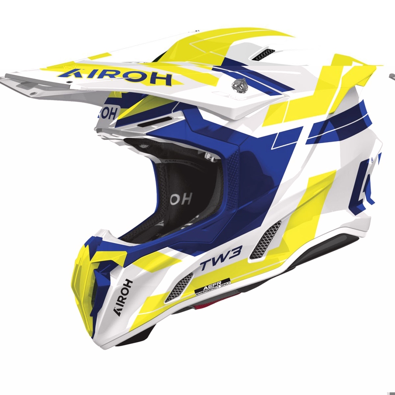 Motokrossikiiver Airoh Twist 3 Dynasty läikiv sinine-fluo kollane