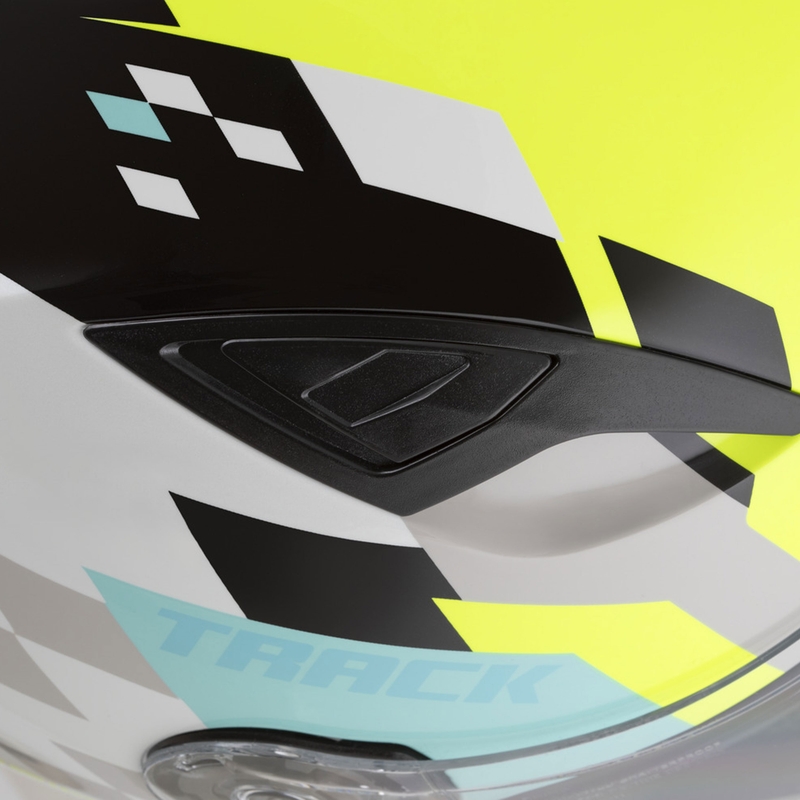 Cassida Orbit Track integreeritud mootorratta kiiver valge-fluo kollane-türkiis-must