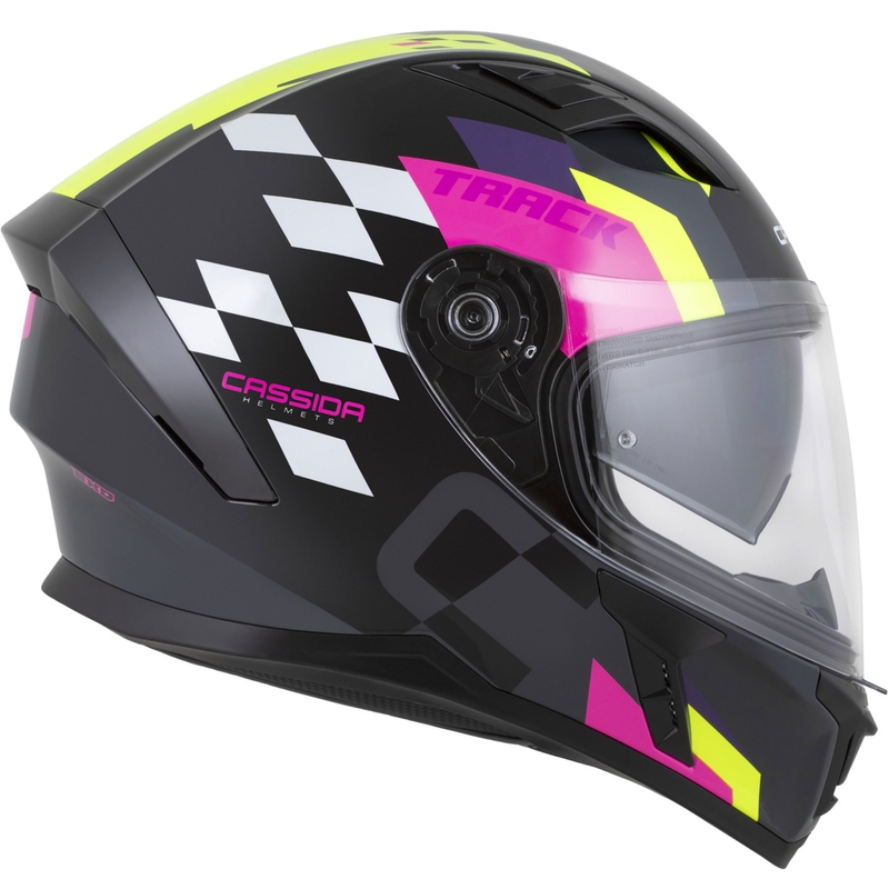 Cassida Orbit Track must-roosa-lilla-fluorokollane-valge Integral mootorratta kiiver