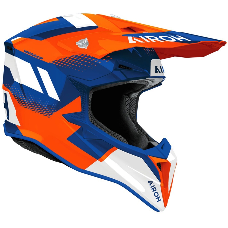 Motokrossi kiiver Airoh Wraaap Vision läikiv oranž-sinine