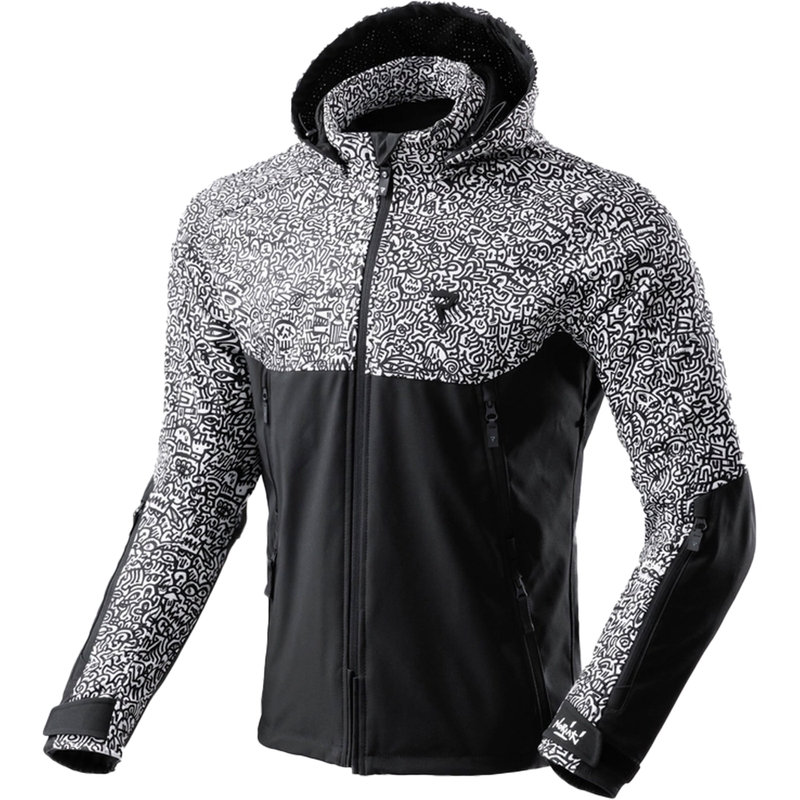 Softshell mootorratta jope Rebelhorn Slash Noriaki must ja valge