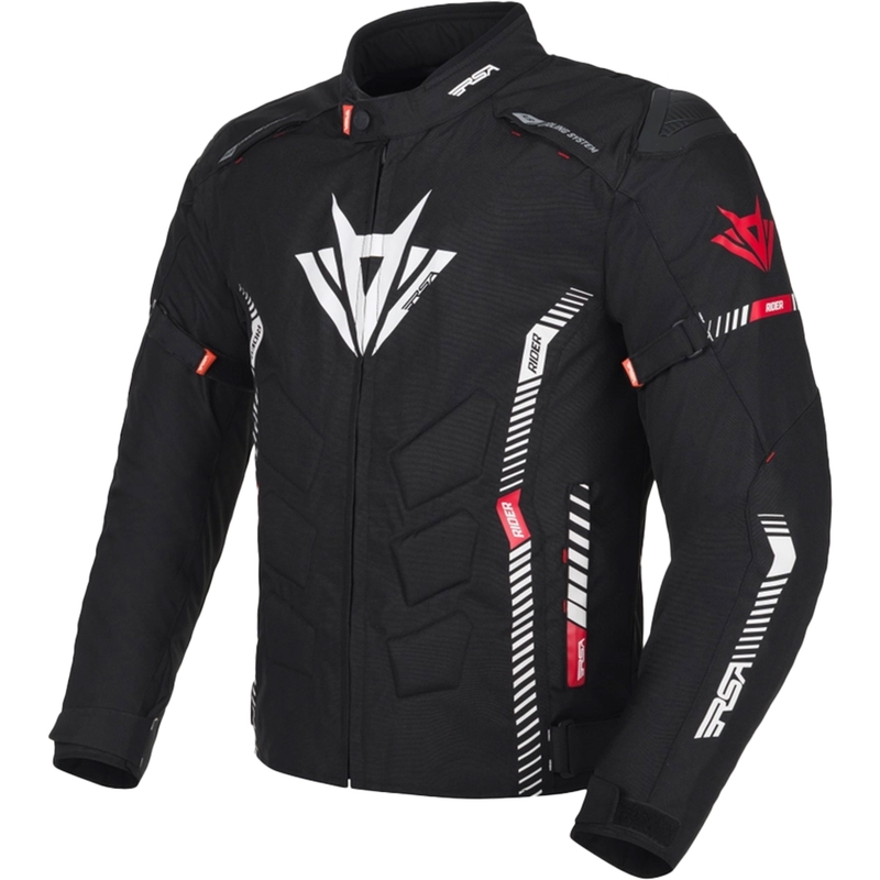 Mootorratta jope RSA Rider must-valge-punane