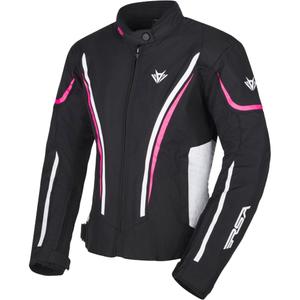 Naiste RSA Wasp must, roosa ja valge mootorratta jakk