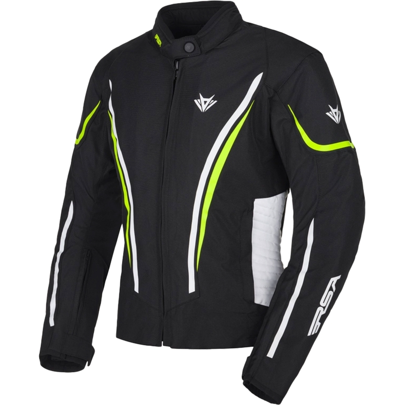 Naiste RSA Wasp must-valge-fluorokollane mootorratta jope