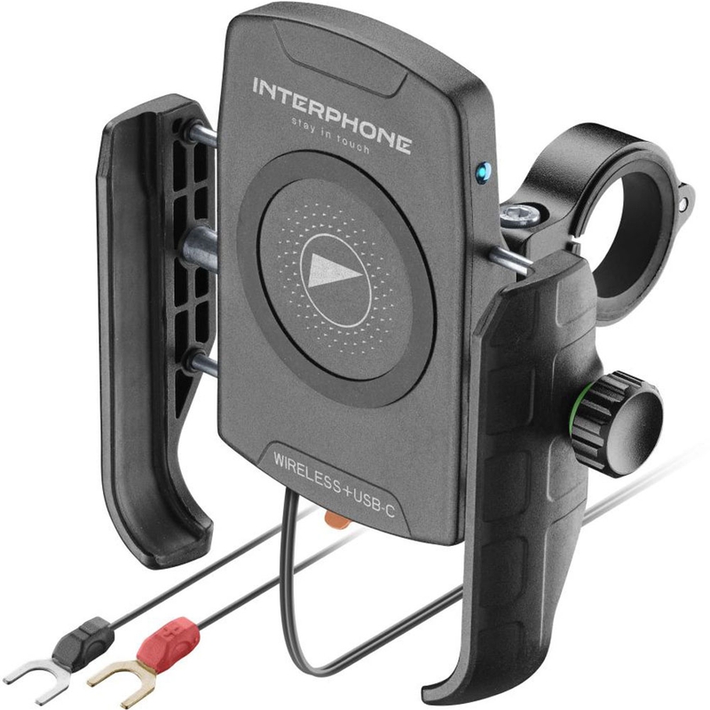 Interphone Crab telefonihoidja juhtmevaba laadimise ja USB-C-ga must