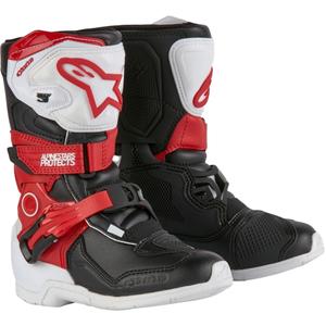 Alpinestars Tech 3S Kids mustad, valged ja punased mootorrattajalatsid
