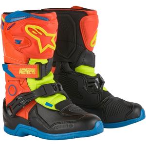 Alpinestars Tech 3S Kids fluo oranž-sinine-fluo kollane-mustad mootorratta saapad