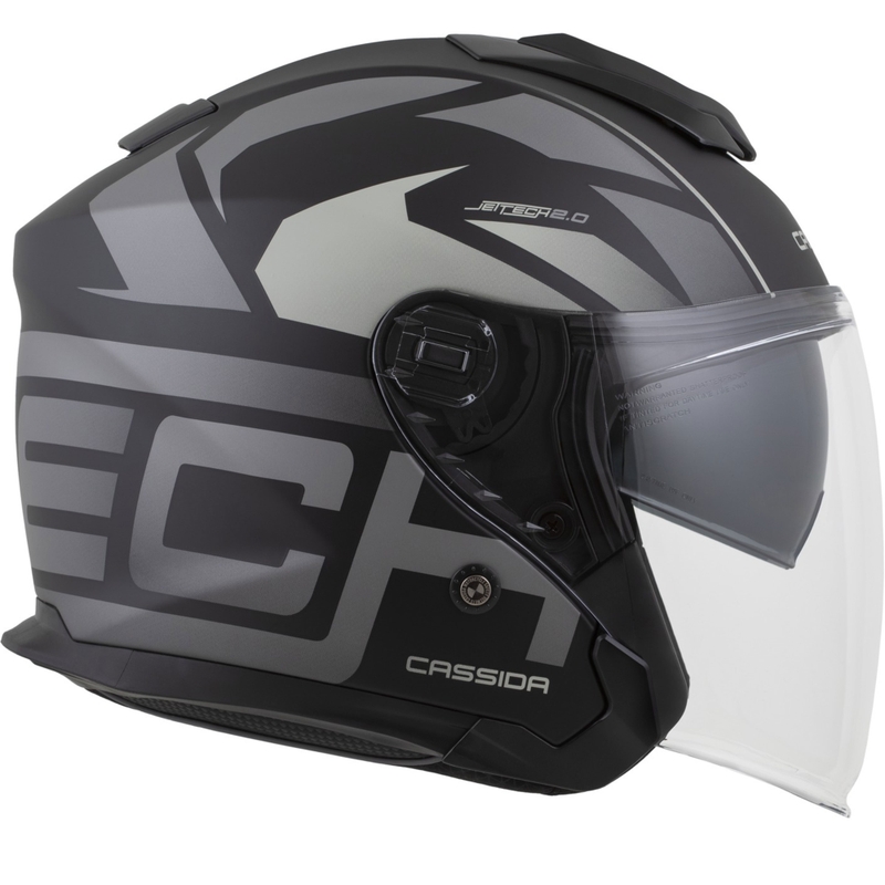 Cassida Jet Tech 2.0 RoTo avatud mootorratta kiiver matt must-hall-valge