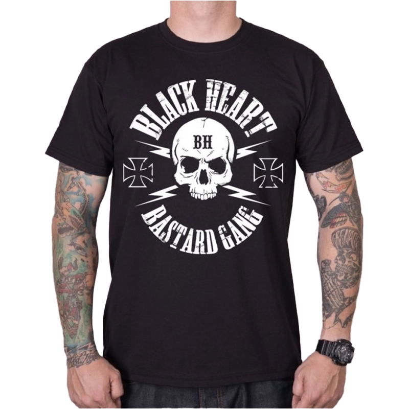 Meeste T-särk Black Heart Bastard Skull must