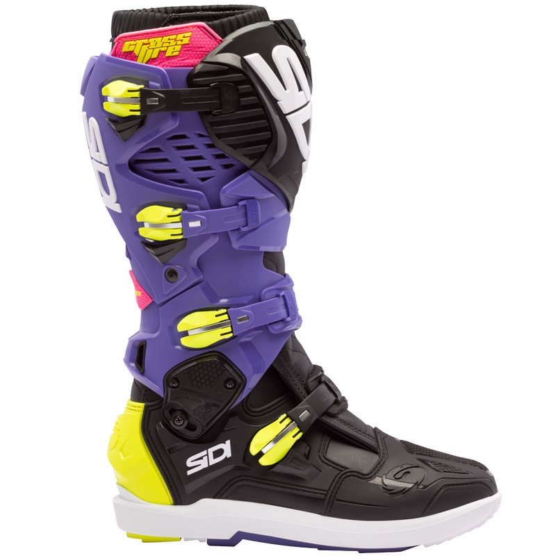 Mootorrattasaapad SiDi Crossfire 3 SRS lilla-must-fluo kollane