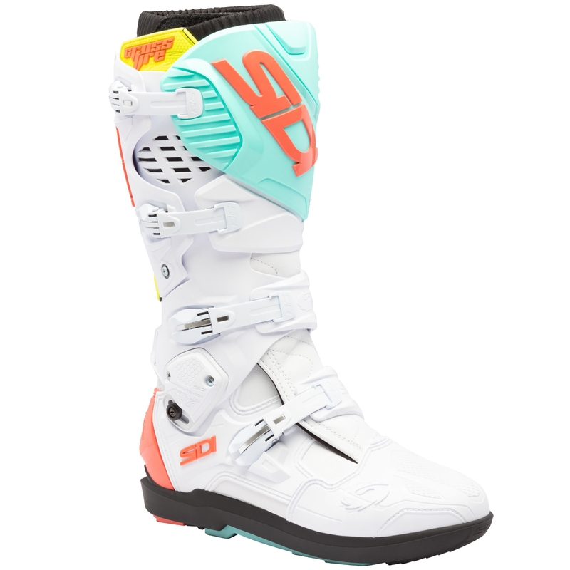 SiDi Crossfire 3 SRS mootorrattasaapad valge-fluo mint-fluo korall