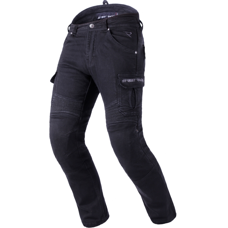 Katkendatud mootorratta teksad Street Racer Cargo CE Mustad