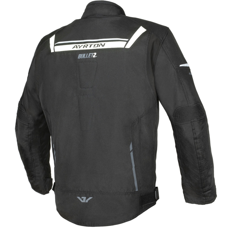 Ayrton Bullet II must, valge ja hall mootorrattajope