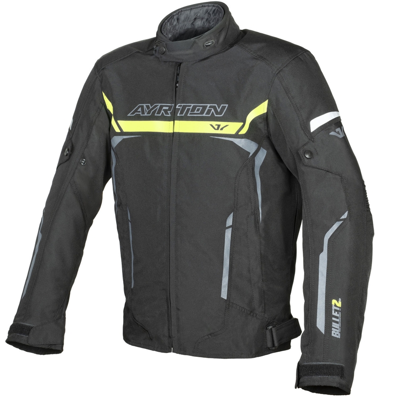 Ayrton Bullet II must-fluo kollane-hall mootorratta jope