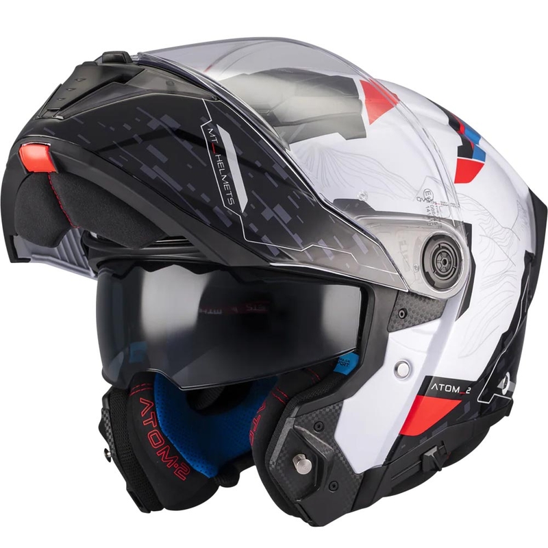 Ülesklapitav mootorrattakiiver MT Atom 2 SV Highlands A7 must-valge-sinine-punane