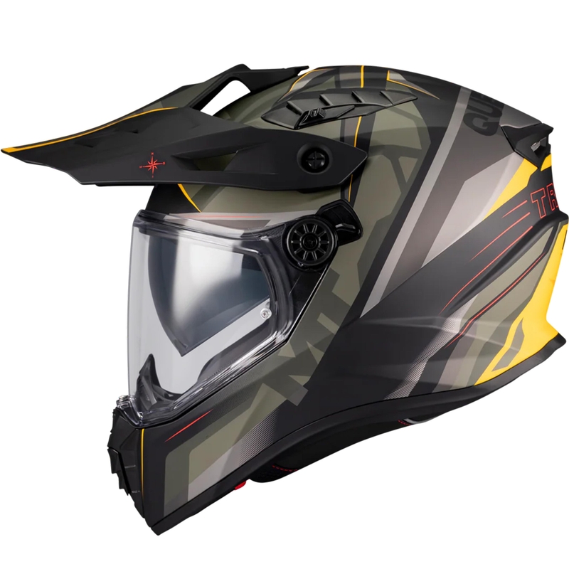Enduro mootorratta kiiver MT Track SV Questor B6 matt must-roheline-pruun-fluorestseeruv kollane