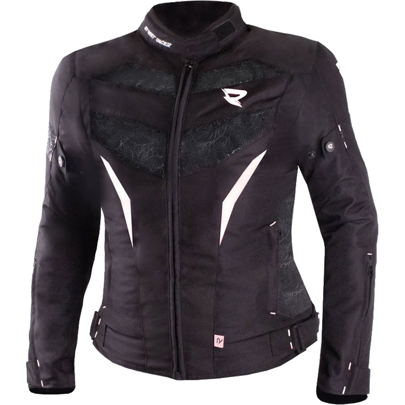 Naiste mootorratta jakk Street Racer Rose Must-valge