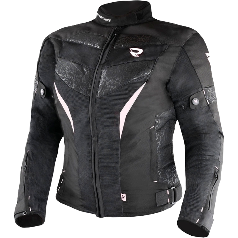 Naiste Street Racer Rose Air must-valge mootorratta jope