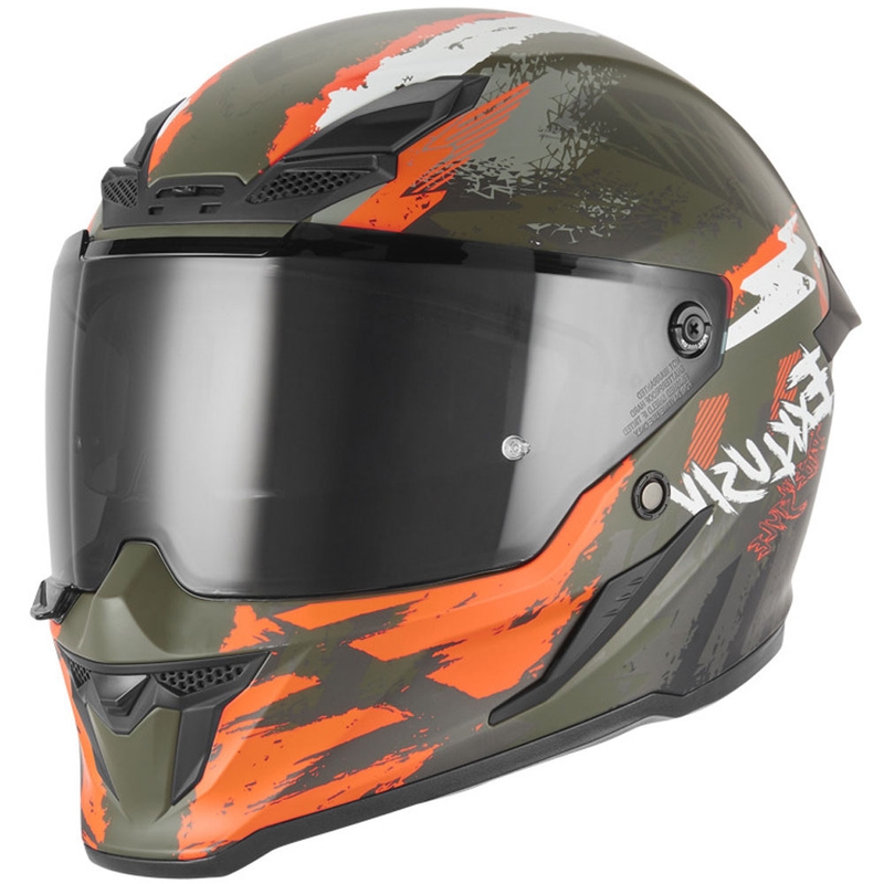 NOX Exklusiv Goliath Cut'D täismassmootorratta kiiver matt khaki-oranž