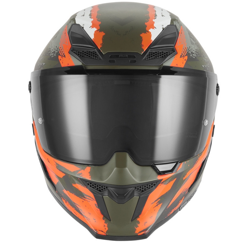 NOX Exklusiv Goliath Cut'D täismassmootorratta kiiver matt khaki-oranž