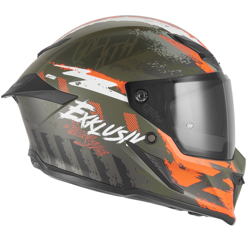 NOX Exklusiv Goliath Cut'D täismassmootorratta kiiver matt khaki-oranž