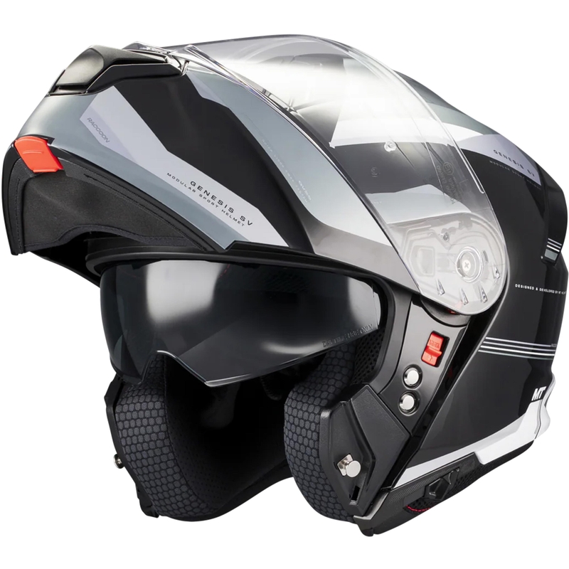 Ülesklapitav mootorrattakiiver MT Genesis SV Raccoon B12 must-hall