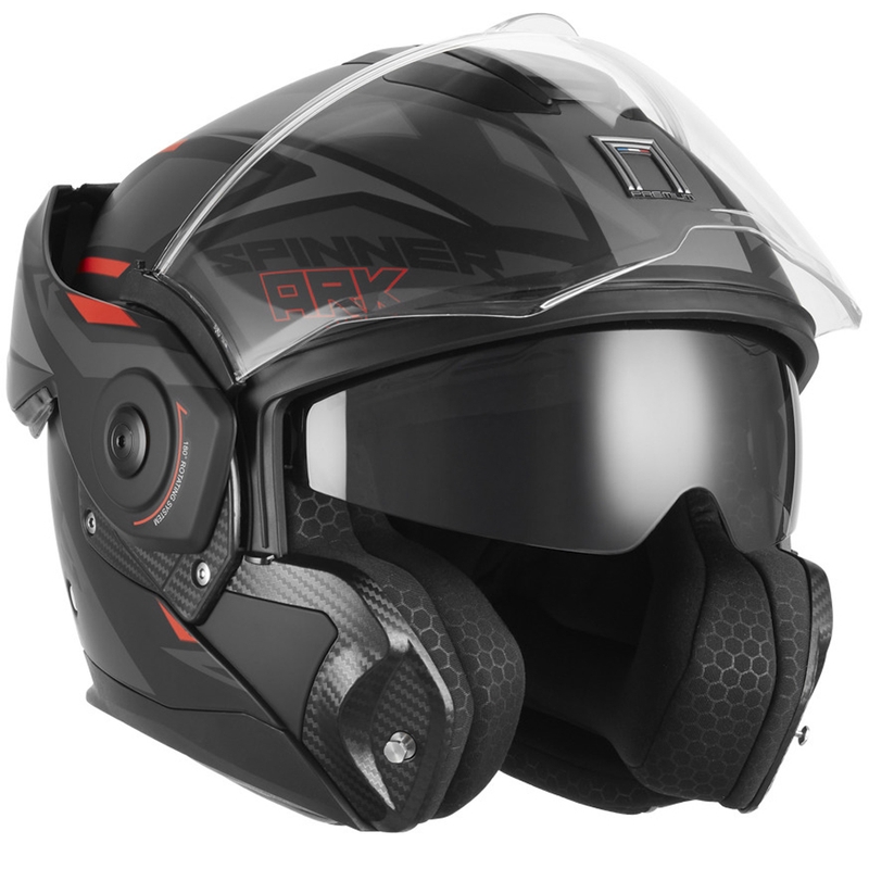 Ülesklapitav mootorrattakiiver NOX PREMIUM Spinner Ark matt must-punane