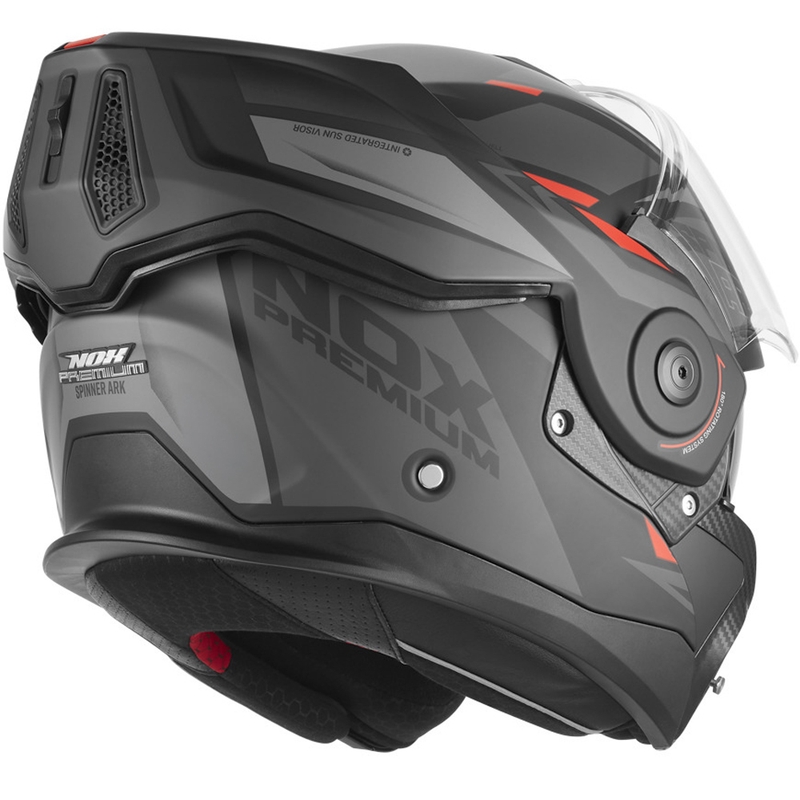 Ülesklapitav mootorrattakiiver NOX PREMIUM Spinner Ark matt must-punane