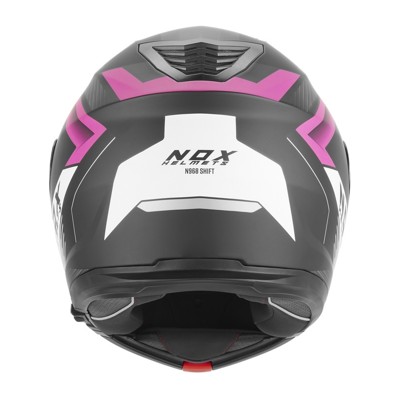 Ülestõmmatav mootorrattakiiver NOX N968 Shift matt must-valge-roosa
