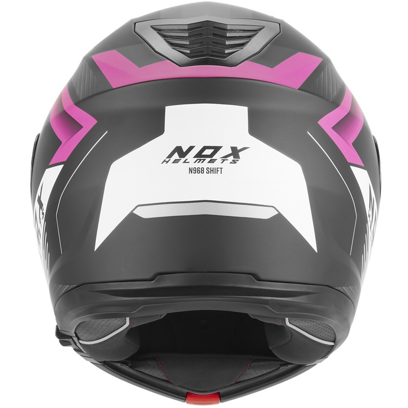 Ülestõmmatav mootorrattakiiver NOX N968 Shift matt must-valge-roosa