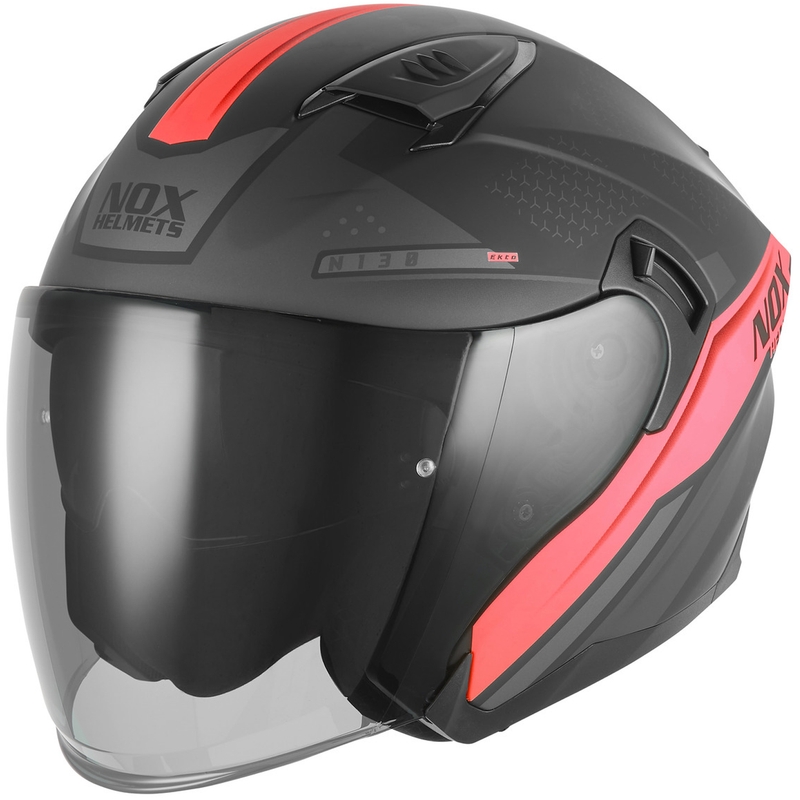 Avatud mootorrattakiiver NOX N130 EKTO matt must-punane