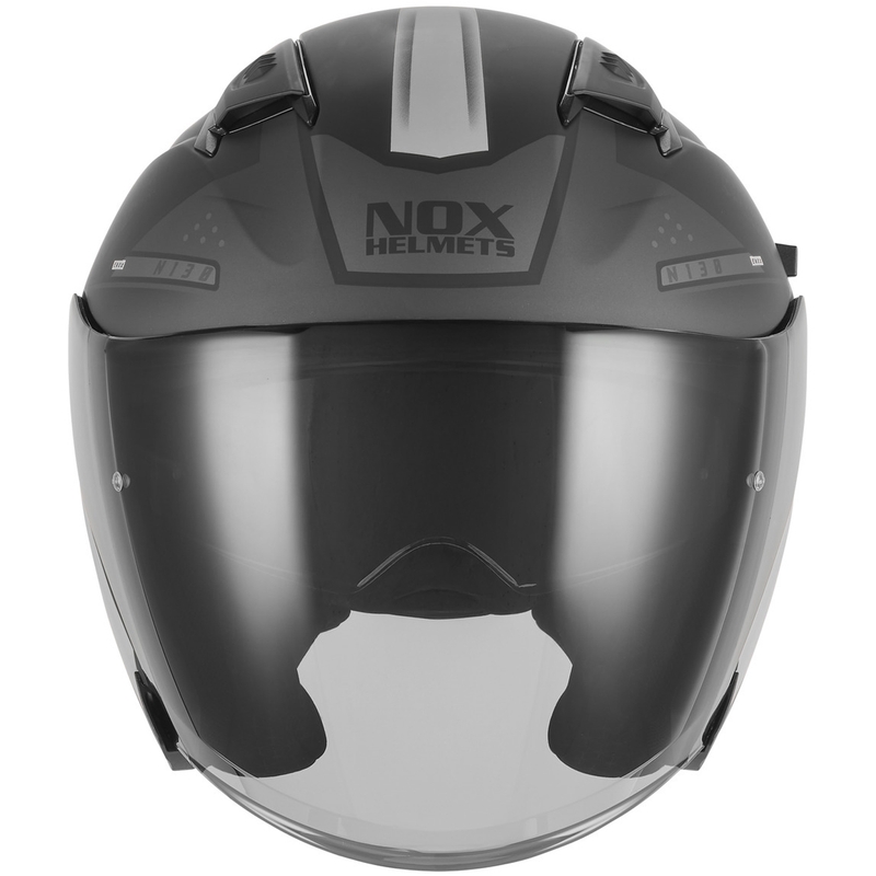 Avatud mootorrattakiiver NOX N130 EKTO matt must-hõbedane