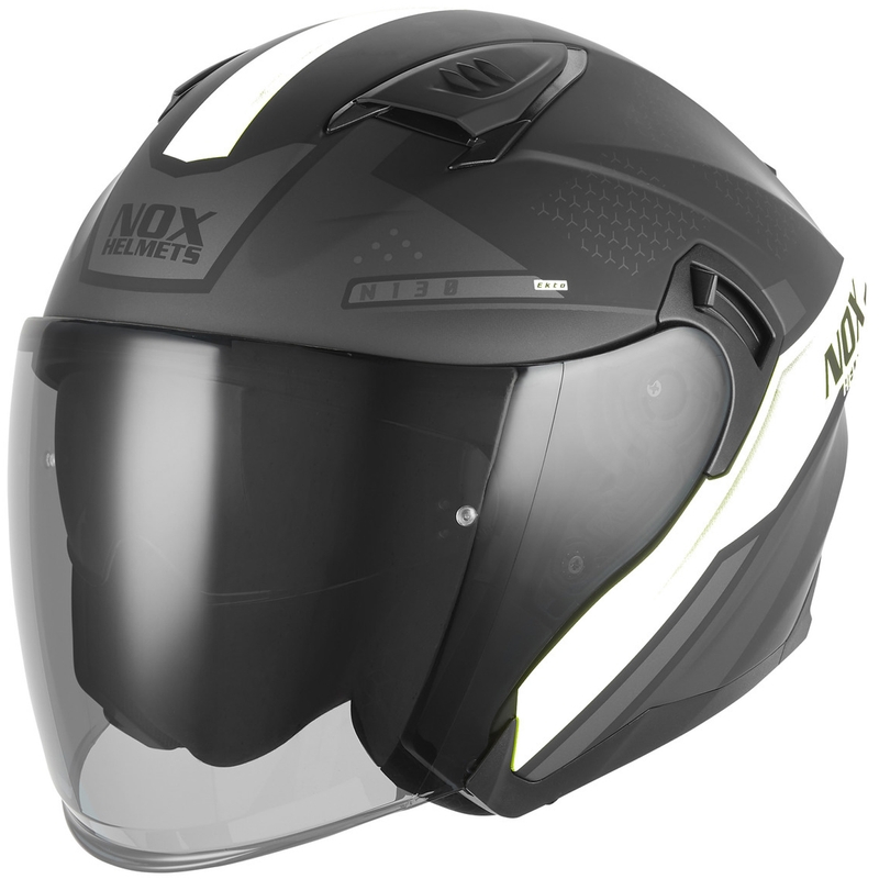 Avatud mootorrattakiiver NOX N130 EKTO matt must-valge