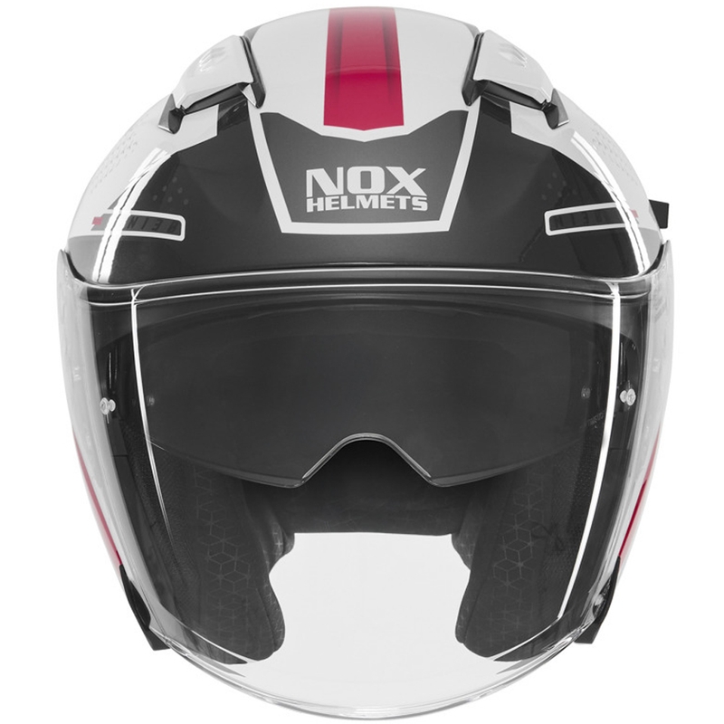 Avatud mootorrattakiiver NOX N130 EKTO valge-roosa