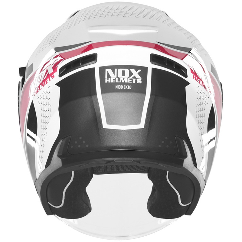 Avatud mootorrattakiiver NOX N130 EKTO valge-roosa