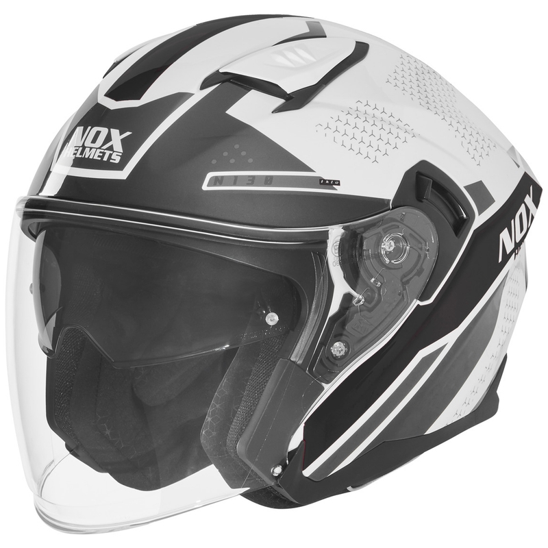 Avatud mootorrattakiiver NOX N130 EKTO valge-must