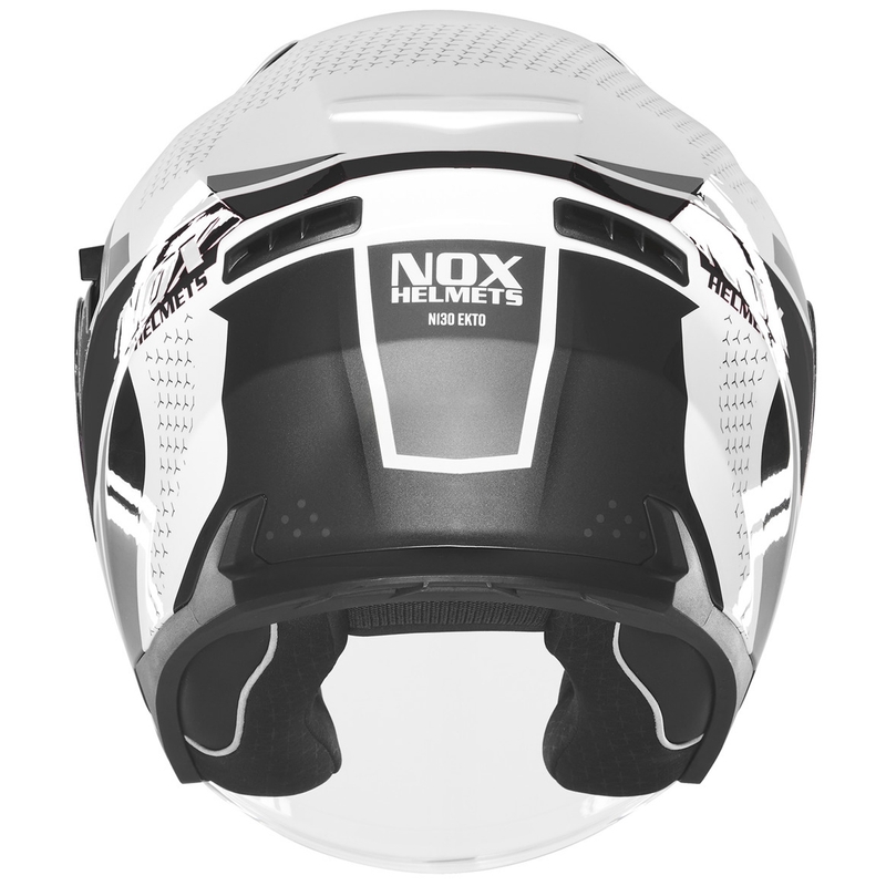 Avatud mootorrattakiiver NOX N130 EKTO valge-must