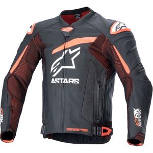 Alpinestars GP Plus R 4 Rideknit must-fluoripunane-valge nahast mootorratta jakk