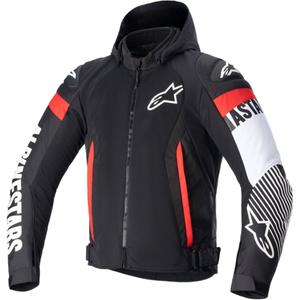 Alpinestars Zaca Air veekindel must, valge ja fluo punane mootorratta jope