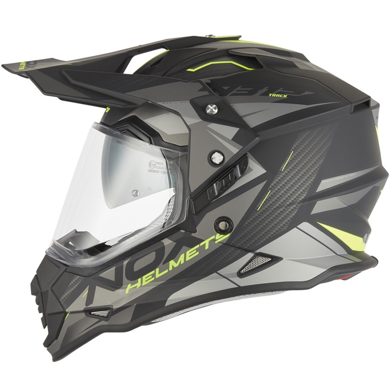 Enduro mootorratta kiiver NOX N312 Track matt must-fluorestseeriv kollane