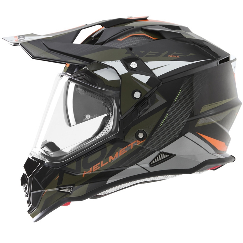 Enduro mootorratta kiiver NOX N312 Track khaki-oranž