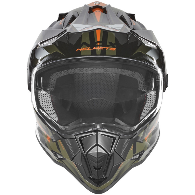 Enduro mootorratta kiiver NOX N312 Track khaki-oranž