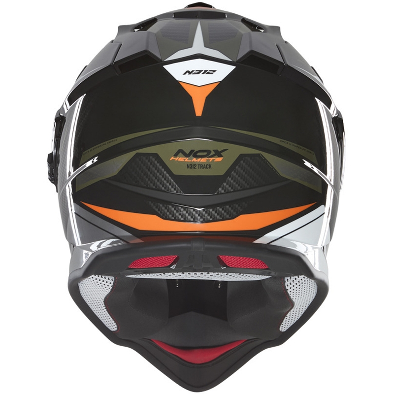 Enduro mootorratta kiiver NOX N312 Track khaki-oranž