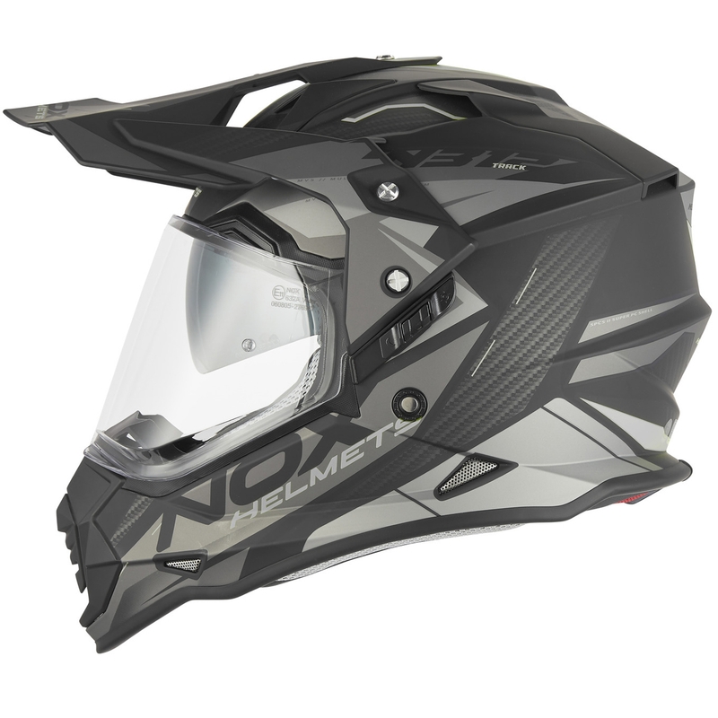 Enduro mootorratta kiiver NOX N312 Track matt must-hõbedane