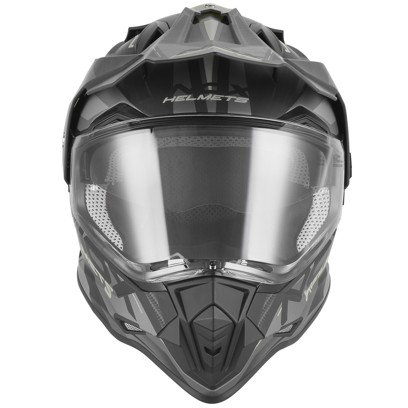 Enduro mootorratta kiiver NOX N312 Track matt must-hõbedane