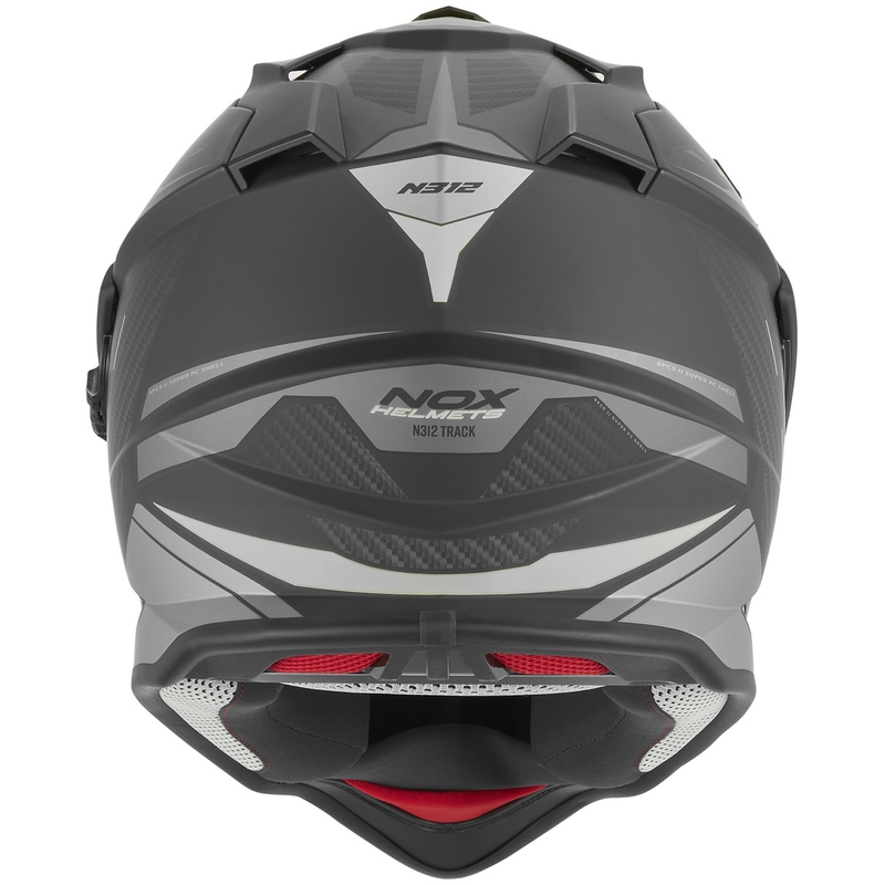 Enduro mootorratta kiiver NOX N312 Track matt must-hõbedane