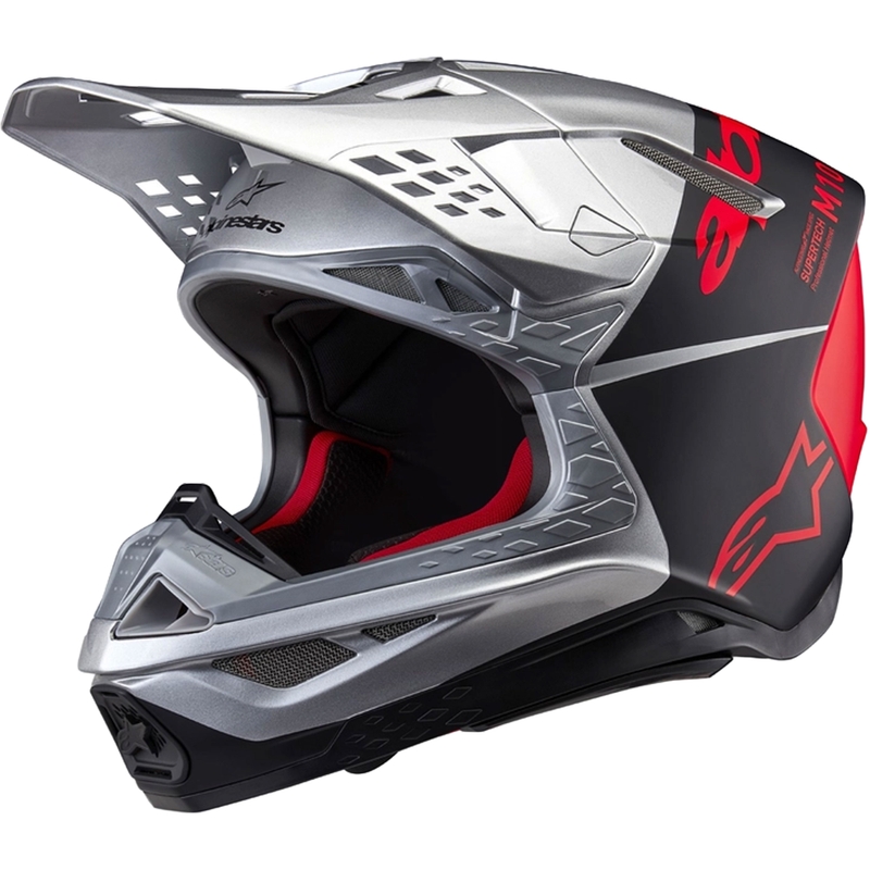 Alpinestars Supertech S-M10 Flood motokrossikiiver matt hõbedane-must-oranž fluo